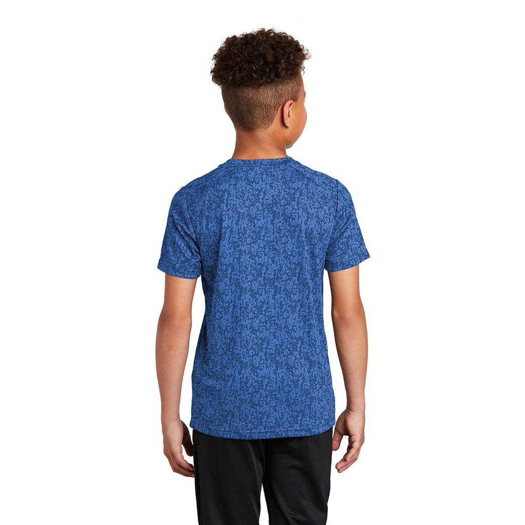 Sport-Tek Youth True Royal PosiCharge Digi Camo Short Sleeve Tee