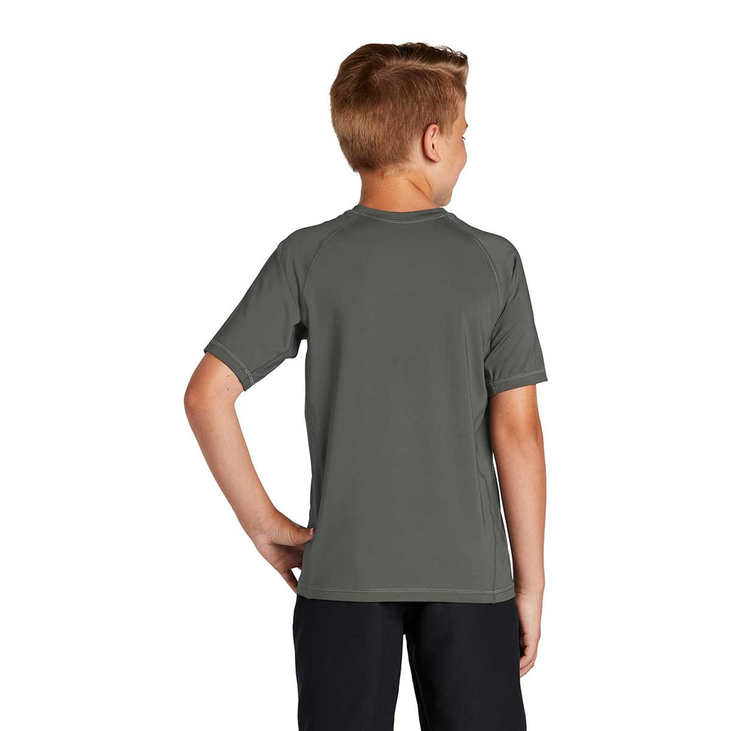 Sport-Tek Youth Dark Smoke Grey Short Sleeve Rashguard Tee