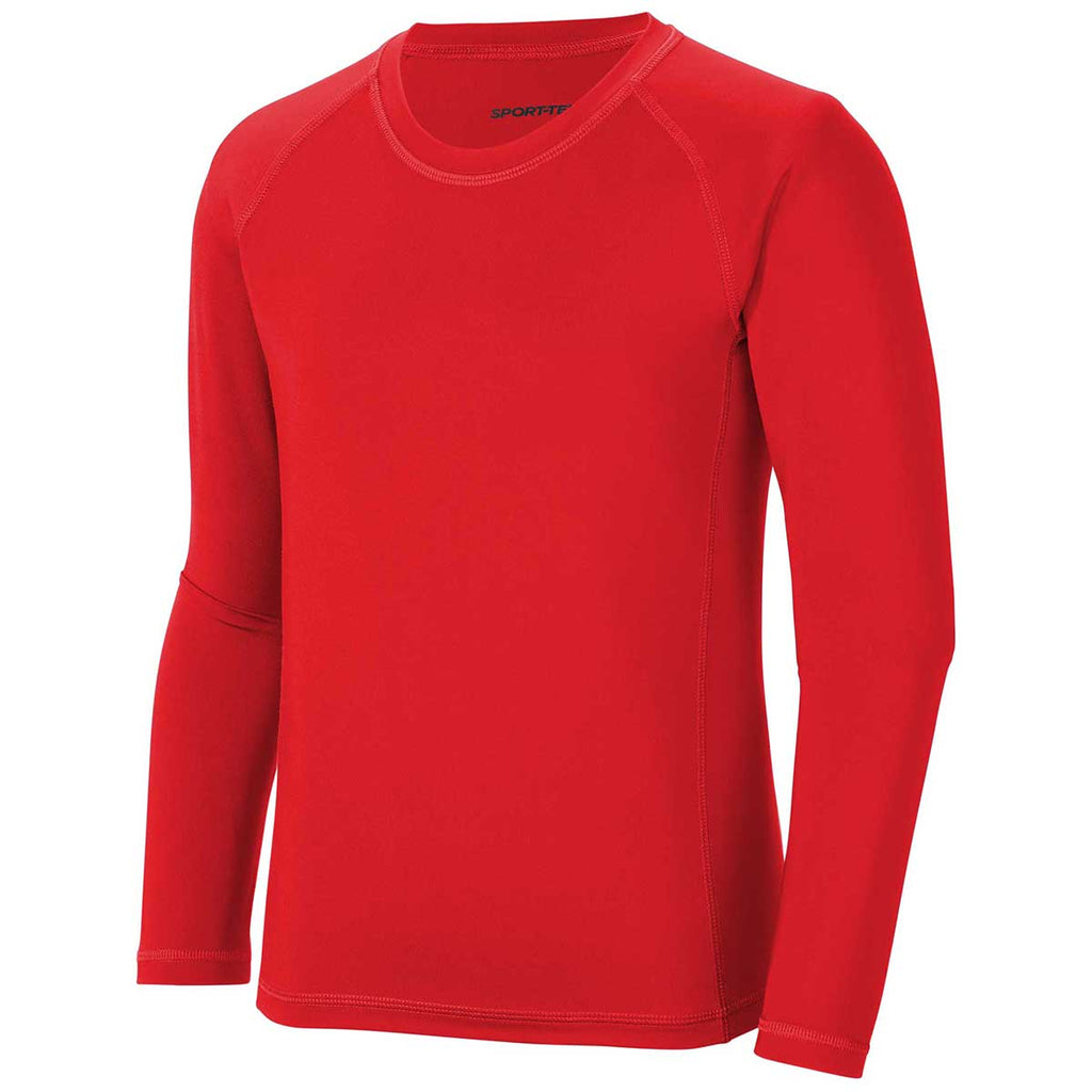 Sport-Tek Youth True Red Long Sleeve Rashguard Tee