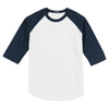 Sport-Tek Youth White/Navy Colorblock Raglan Jersey